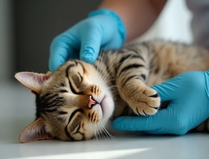 Specialist carefully handling a deceased cat with dignity in Mount Rowan